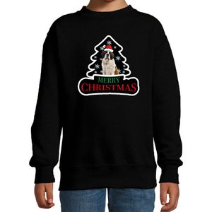 Dieren kersttrui sint bernard zwart kinderen - Foute honden kerstsweater - kerst truien kind