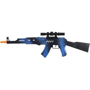 Verkleed speelgoed Politie/soldaten geweer - machinegeweer - zwart/blauw - plastic - 69 cm - Verkleedattributen