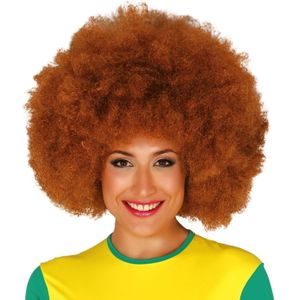 Carnavalspruik afro roodbruin - Verkleedpruiken