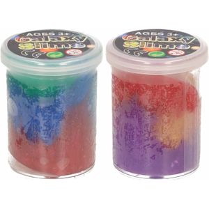 1x Potjes speelgoed/hobby galaxy slijm gekleurd 6 x 4,8 cm 150 ml inhoud - Speelslijm