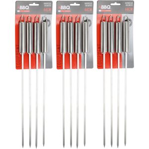 Relaxdays Satéprikker Rvs- 30 Vleesspiesen - Vleespen - Voor Barbecue 30 Cm Lang