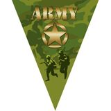 3x stuks leger camouflage army thema vlaggetjes slingers/vlaggenlijnen groen van 5 meter - Vlaggenlijnen