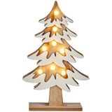 Houten kerstboompje decoratie van 31 cm met LED verlichting - Houten kerstbomen