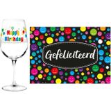 Happy Birthday cadeau glas 50 jaar verjaardag en Gefeliciteerd kaart - feest glas wijn