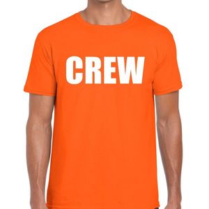 Crew tekst t-shirt oranje heren - Feestshirts