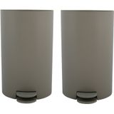 MSV Pedaalemmer - 2x - kunststof - taupe - 3L - klein model - 15 x 27 cm - Badkamer/toilet