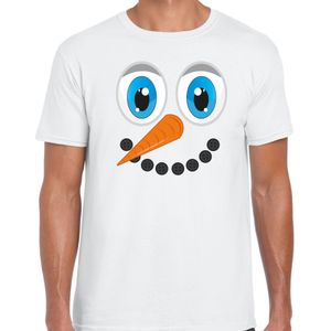 Fout kersttrui t-shirt voor heren - Sneeuwpop gezicht - wit - kerst t-shirts