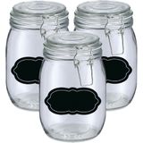 Weckpot/inmaakpot - 4x - 1L - glas - met beugelsluiting - incl. etiketten