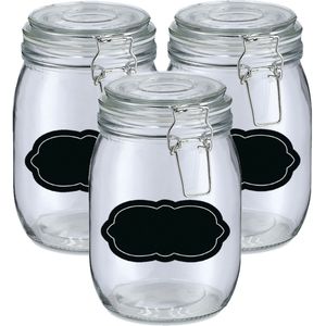 Weckpot/inmaakpot - 4x - 1L - glas - met beugelsluiting - incl. etiketten