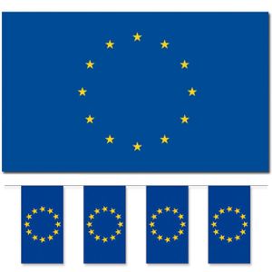 Bellatio Decorations - Vlaggen versiering set - Europa - Vlag 90 x 150 cm en vlaggenlijnen 5 meter - Vlaggen