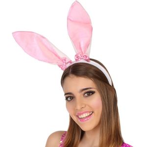 Verkleed diadeem haas/konijnen oren - roze - meisjes/dames - vrijgezellenfeest/paashaas - Verkleedhoofddeksels