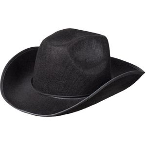 Verkleed grote cowboyhoeden Rodeo zwart met lederlook - Verkleedhoofddeksels