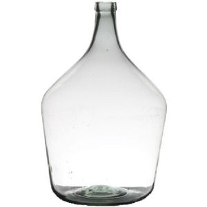 Hakbijl flesvaas van glas - transparant - B34 x H50 cm - Bloemen/takken vaas - Vazen