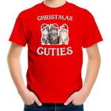 Kitten Kerst t-shirt / outfit Christmas cuties rood voor kinderen - kerst t-shirts kind
