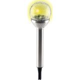 Solar tuinlamp - 2x - glazen bol - op zonne-energie - 25 cm - tuinverlichting - Prikspotjes