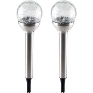 Grundig - Solar Tuinlamp - Multikleur LED - Zilver - RVS