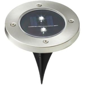 Solar tuinlamp/prikspot grondspot op zonne-energie 12 cm RVS - Buitenverlichting