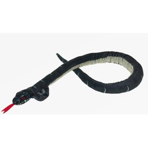 Knuffeldier Cobra slang - zachte pluche stof - premium kwaliteit knuffels - zwart - 100 cm - Knuffeldier