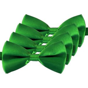 4x Carnaval/feest groene vlinderstrik/vlinderdas 12 cm verkleedaccessoire voor volwassenen - Verkleedstrikjes
