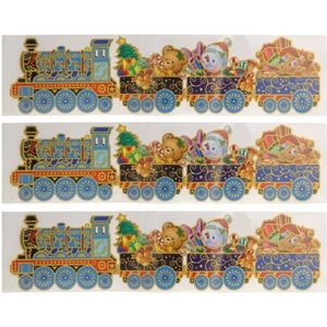 3x stuks kerstberen in trein raamstickers - Feeststickers