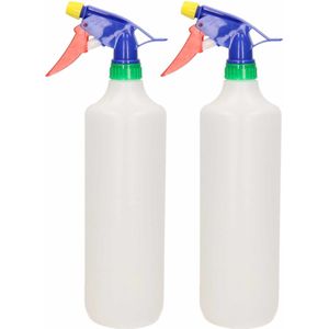 2x Waterverstuivers/plantenspuiten wit 1 liter 31 cm - Waterverstuivers