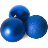 18x stuks kerstballen blauw mix van mat/glans/glitter kunststof 8 cm - Kerstbal