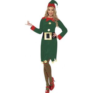 Carnaval/feest kerst elfen jurk verkleedoutfit groen/rood voor dames - Carnavalsjurken