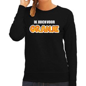Zwarte sweater / trui Holland / Nederland supporter ik juich voor oranje EK/ WK voor dames - Feesttruien