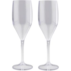 Set van 8x stuks champagne/prosecco flutes glazen transparant 150 ml van onbreekbaar kunststof - Champagneglazen