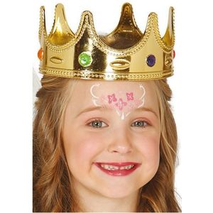 Koninginnen/prinsessen verkleed kroon voor kinderen - goud - Verkleedhoofddeksels