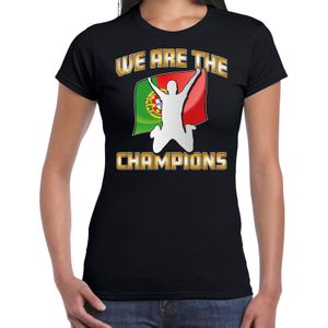 Verkleed T-shirt voor dames - Portugal - zwart - voetbal supporter - themafeest - Feestshirts