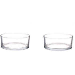 2x Lage Schalen/Vazen Transparant Rond Glas 8 X 19 cm - Cilindervormig - Glazen Vazen