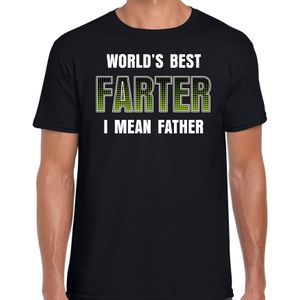 Worlds best farter i mean father / beste scheten later fun t-shirt zwart voor heren - Feestshirts