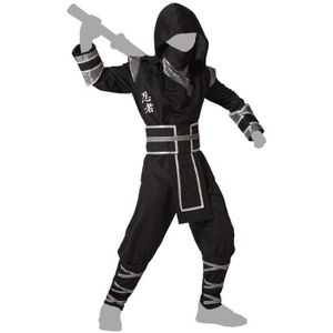 Carnaval verkleed kostuum/outfit - Ninja Warrior - voor jongens - zwart/wit - polyester - Carnavalskostuums