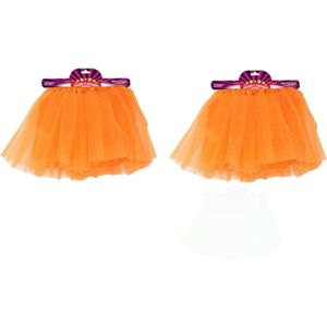 2x stuks supporters verkleed rokje tutu oranje voor dames one size - Verkleedattributen