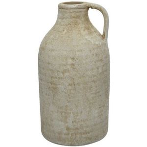 Vaas kruik/fles model - vintage - terracotta - creme wit - D15 x H30 cm - Vazen