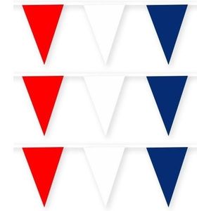 3x Feestartikelen Nederland thema stoffen slingertje rood/wit/blauw 10 m - Vlaggenlijnen