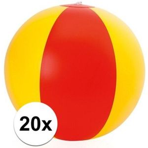 20x Speelgoed strandbal rood geel - Strandballen