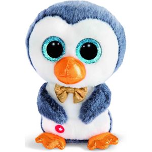Nici pluche knuffel - Pinguin Sniffy - wit/blauw - 15 cm