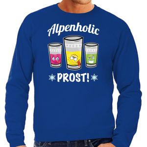 Apres ski sweater voor heren - Alpenholic - blauw - wintersport - prost/proost - skien/snowboarden - Feesttruien