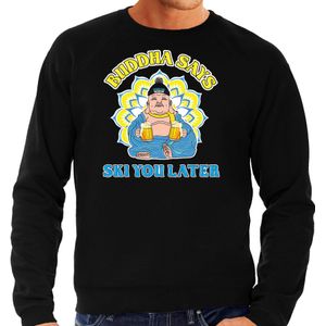 Apres ski sweater voor heren - Buddha says ski you later - zwart - apresski/wintersport - Feesttruien