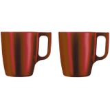 Set van 8x stuks koffie mokken/bekers metallic rood 250 ml - Keraniek - Luxe mokken