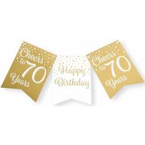 Verjaardag Vlaggenlijn 70 jaar - binnen - karton - wit/goud - 600 cm - Vlaggenlijnen