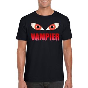 Halloween vampier ogen t-shirt zwart heren - Carnavalskostuums