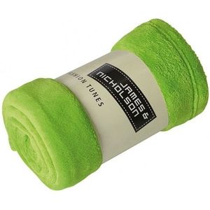 Fleece deken/plaid - limegroen - 120 x 160 cm - 200 grams - polyester - bank/bed - Plaids