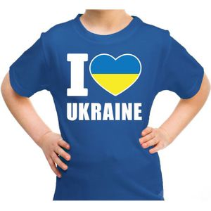 I love Ukraine t-shirt Oekraine blauw voor kids - Feestshirts