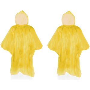 Pakket van 10x stuks wegwerp regen ponchos voor kinderen geel - Regenponcho's