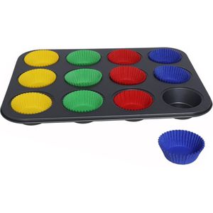 Gerimport - Muffins/cupcakes maken bakvorm/blik voor 12x stuks 35 x 26 cm