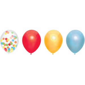 Feestversiering multi-kleuren-mix thema ballonnen 6x stuks 30 cm - Ballonnen