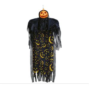 Horror/halloween decoratie pompoen man pop - met licht en geluid - hangend - 180 cm - Halloween poppen